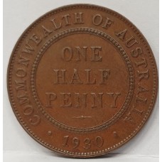 AUSTRALIA 1930 . HALF 1/2  PENNY . 8 FULL PEARLS . CENTRE DIAMOND 